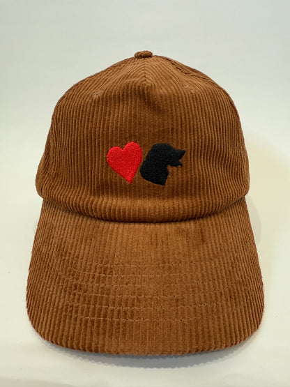 DOG LOVER (CYNOPHILE) BROWN CORDUROY DAD STRAPBACK HAT