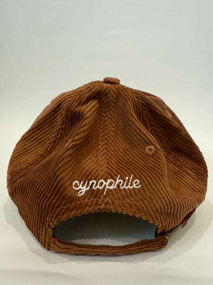 DOG LOVER (CYNOPHILE) BROWN CORDUROY DAD STRAPBACK HAT