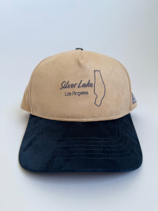 SILVER LAKE BEIGE/BLUE SUEDE SNAPBACK HAT