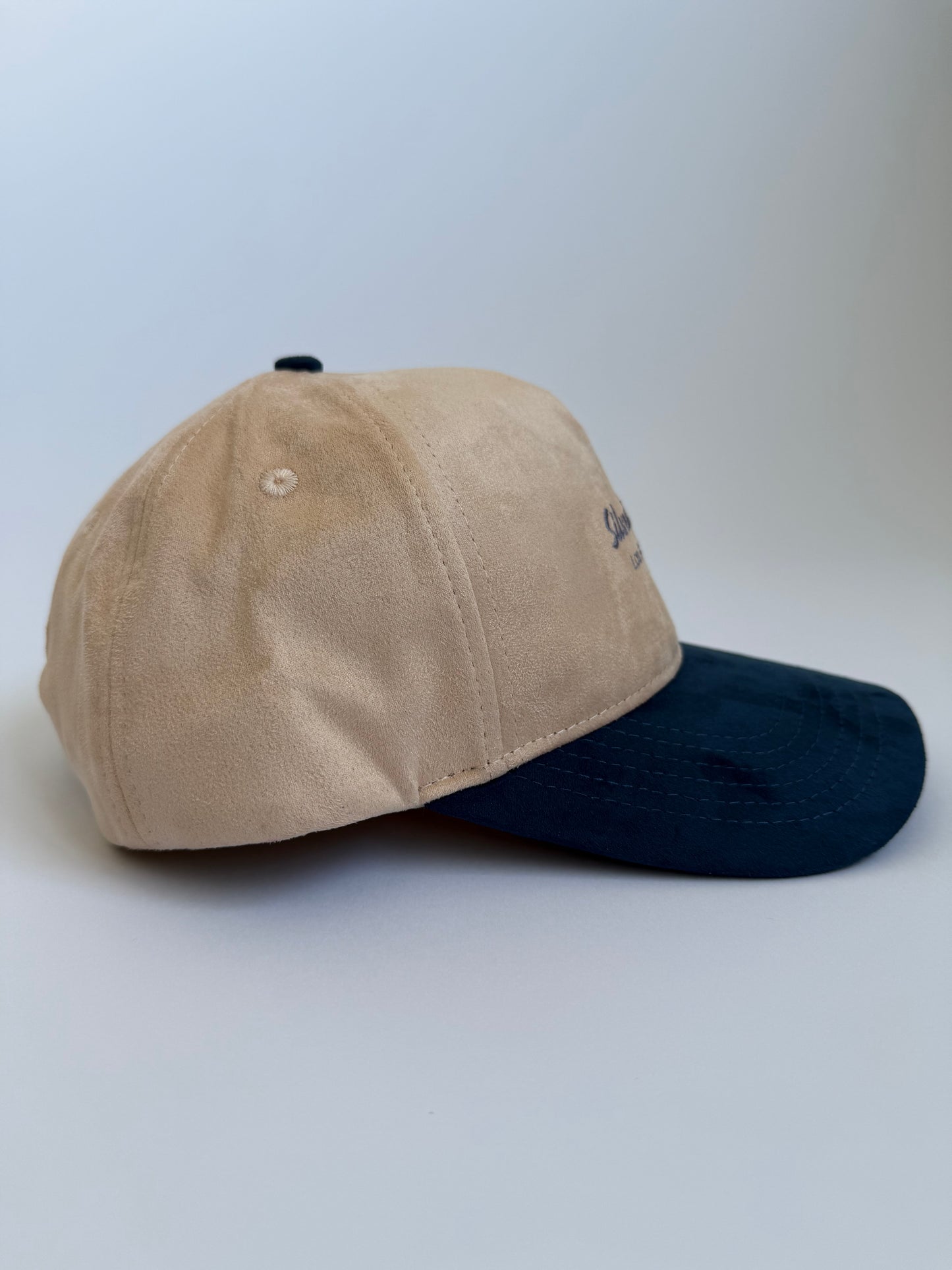 SILVER LAKE BEIGE/BLUE SUEDE SNAPBACK HAT