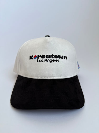 KOREATOWN WHITE/BLACK SUEDE SNAPBACK HAT