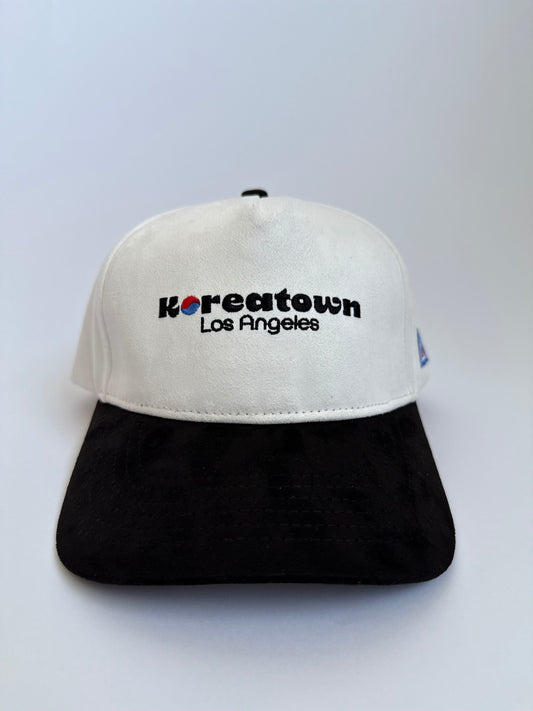 KOREATOWN WHITE/BLACK SUEDE SNAPBACK HAT