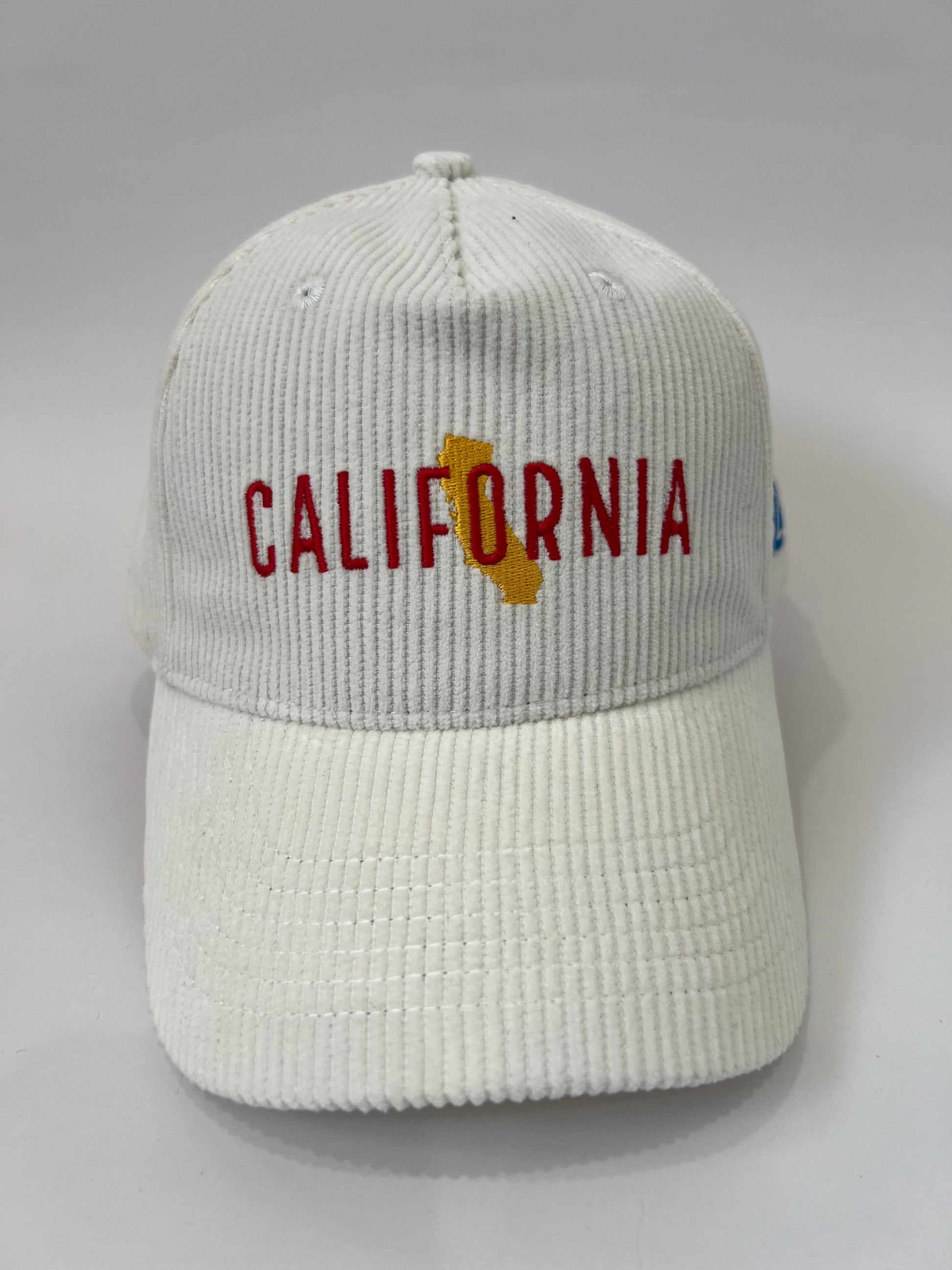 california 5-panel white corduroy hat, front side