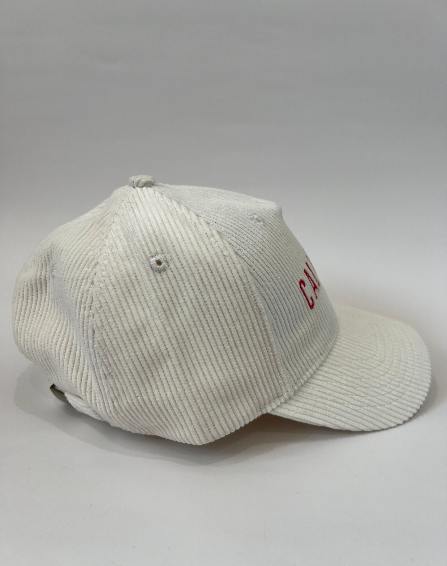 california 5-panel white corduroy hat, left side